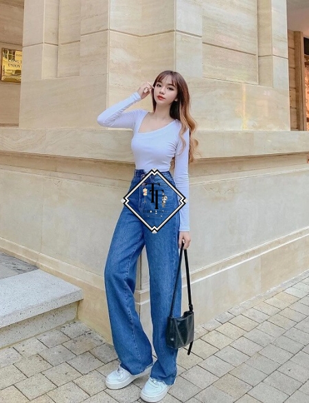 Jean Nữ Ống Rộng Hack Dáng JN0004