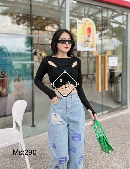 Jean Nữ Ống Rộng Rách JN00001