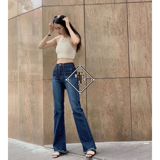 Jean Nữ Ống Loe Nắp Túi JN0005
