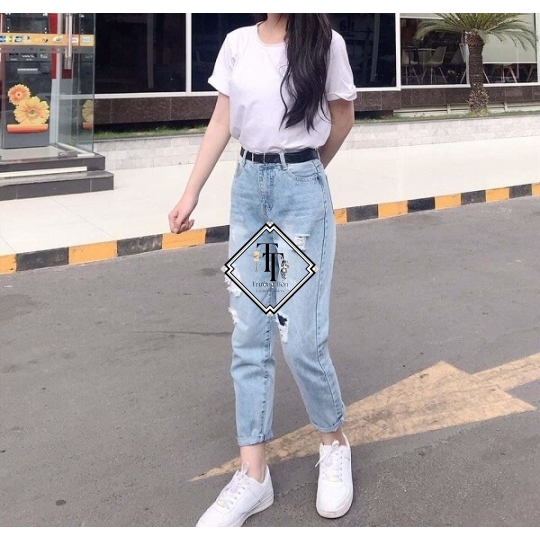 Mẫu Jean Nữ Rách Ôm Dáng