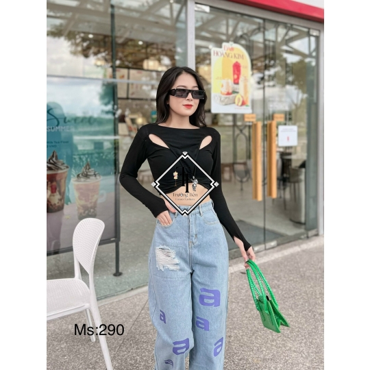 Jean Nữ Ống Rộng Rách JN00001