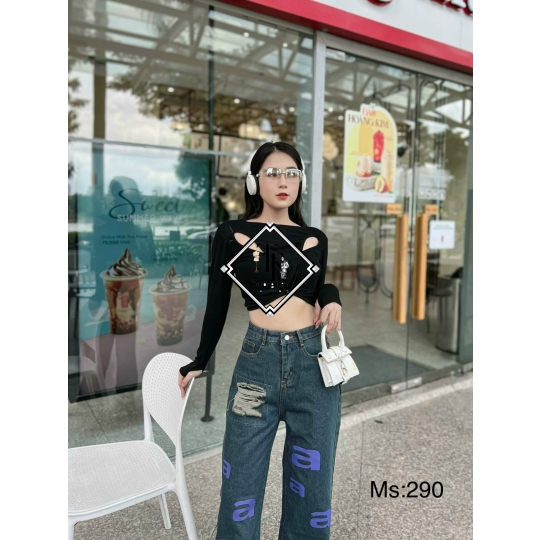 Jean Nữ Ống Rộng Rách JN00001