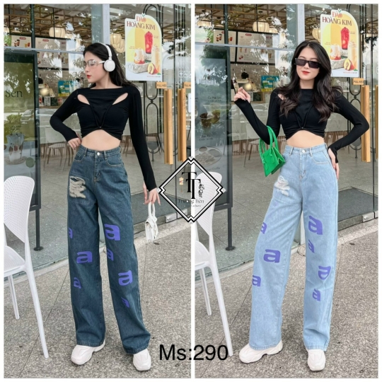 Jean Nữ Ống Rộng Rách JN00001